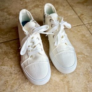 Women’s White Canvas Wedge Sneakers